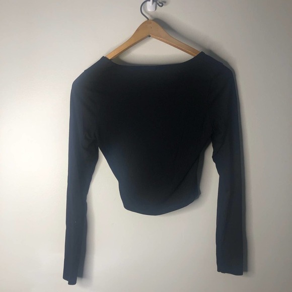 ASOS Top Womens Size 6 Black Square Neck Cropped Long Sleeves - Picture 7 of 7